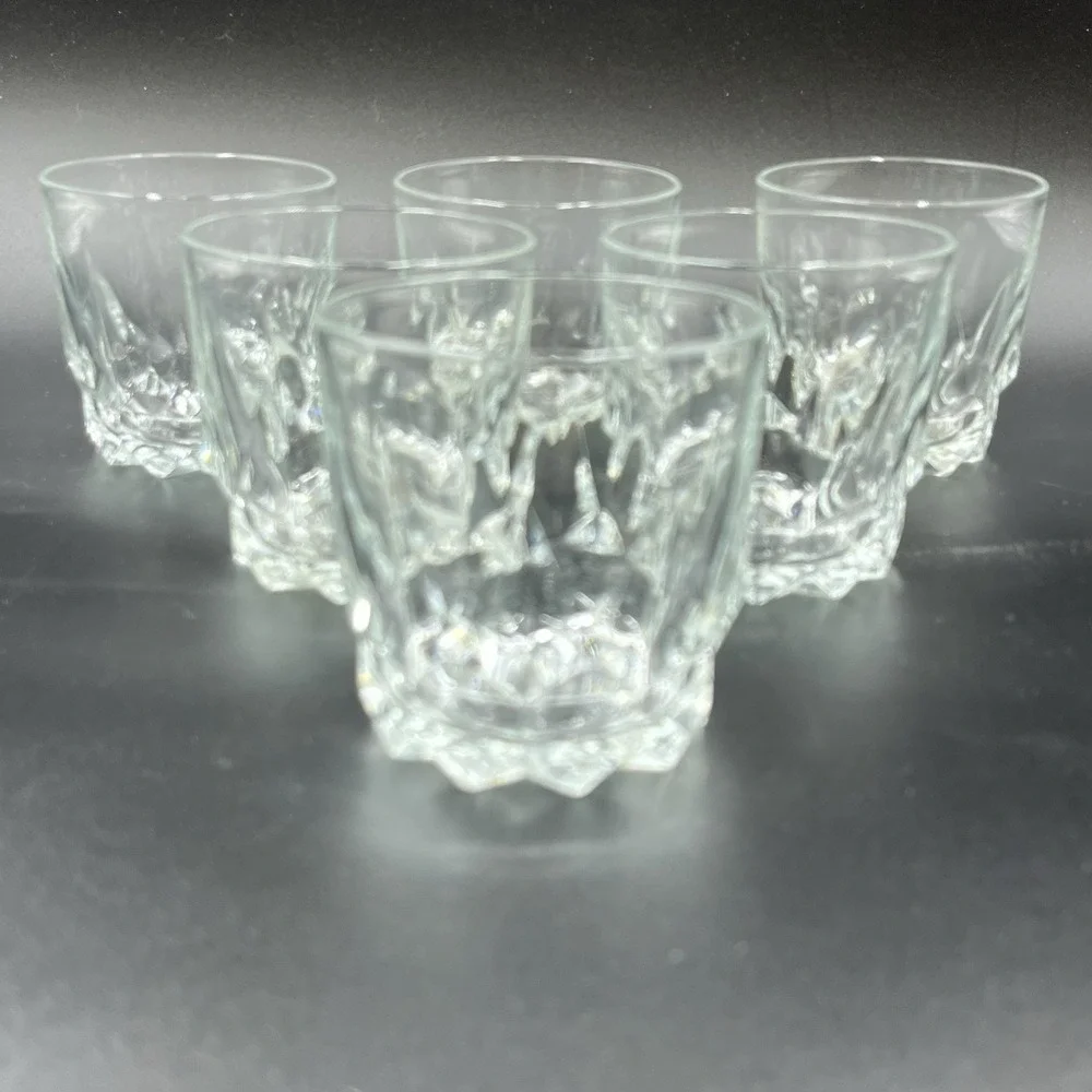 Vintage Arcoroc France Set Of‎ 6 Rock Glasses,  9 Ounce Barware Glasses.